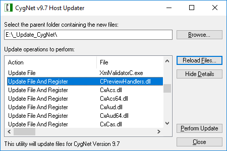 CygNet Host Updater sample dialog box